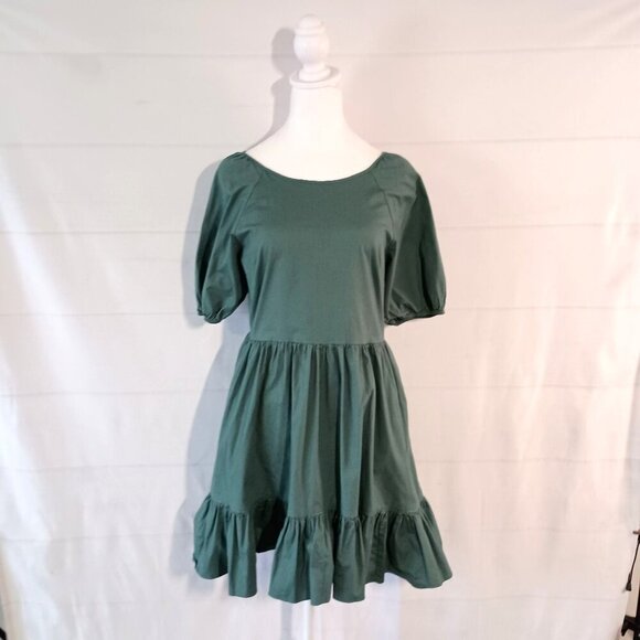 Peter Som x RTR Green Puff Sleeve Dress Size 6 Designer MSRP $335 Excellent - Picture 2 of 8